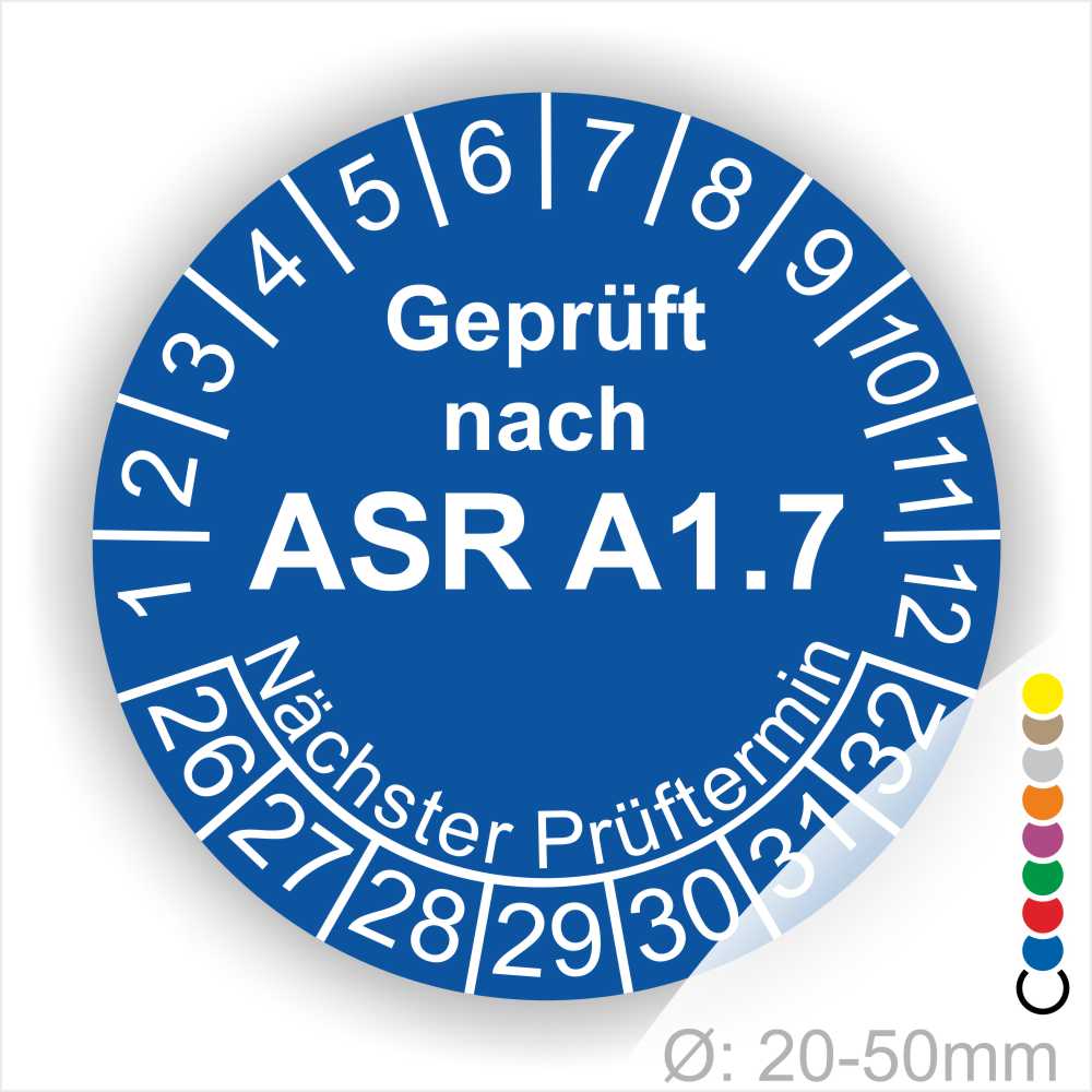 ASR 1.7 Prüfplaketten für kraftbetriebene Türen und Tore