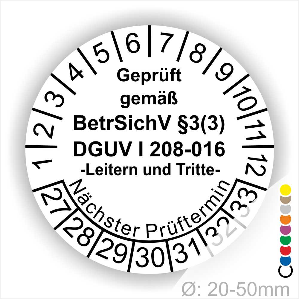 Prüfplaketten für Leitern und Tritte – DGUV Info 208-016 konform