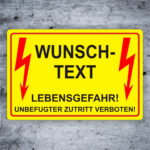 Warnschild Hinweis- Schild Elektro individuell nach ihren Angaben Wunschtext
