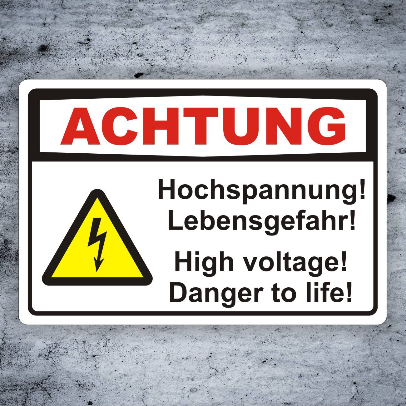 Warnschild Schild Achtung Hochspannung Lebensgefahr