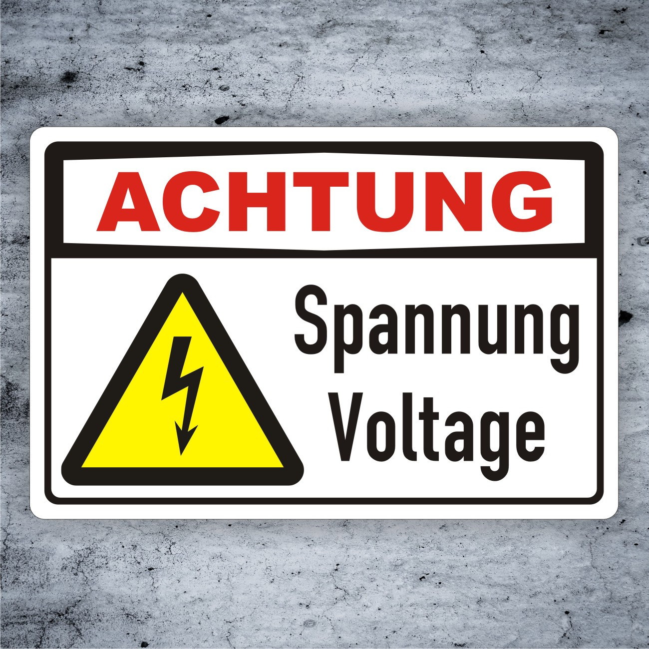 Warn- Schild Achtung Spannung Voltage Warnhinweis Hinweisschild