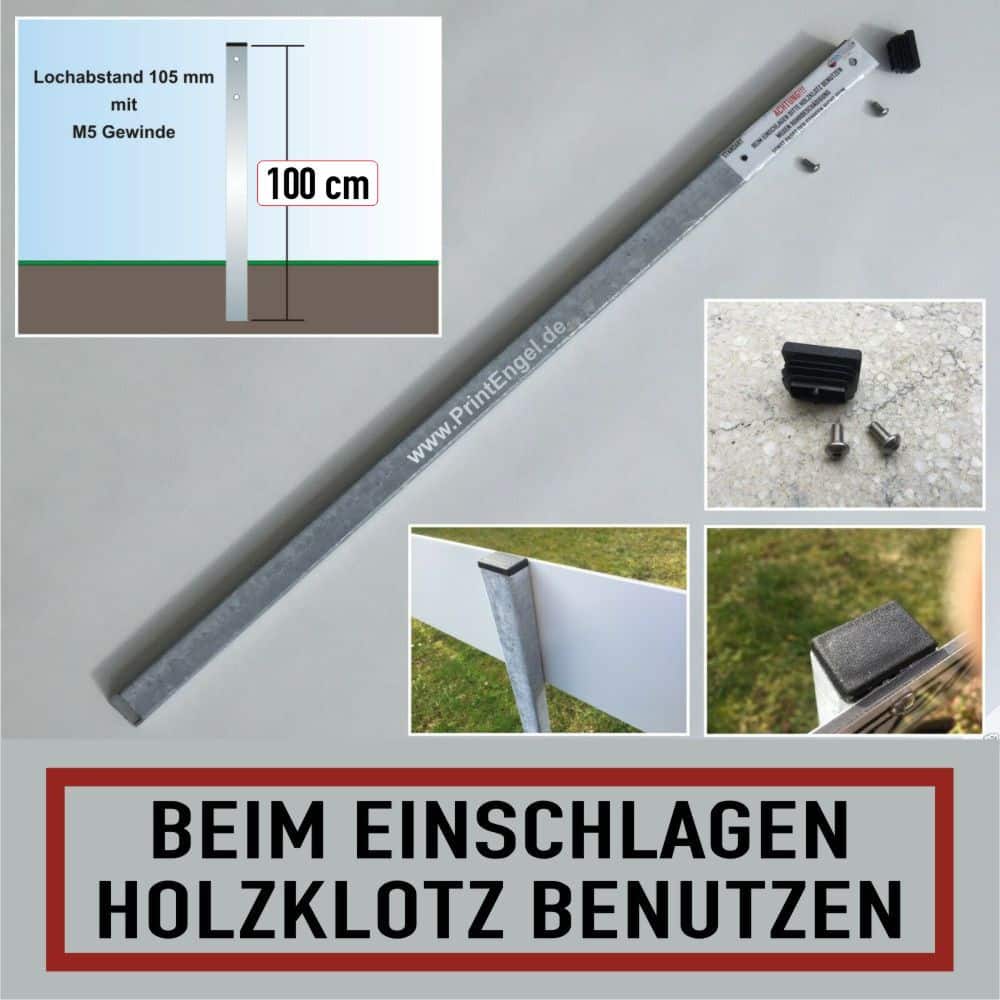 Einschlagpfosten für Parkplatzschilder, 1 Meter verzinkt