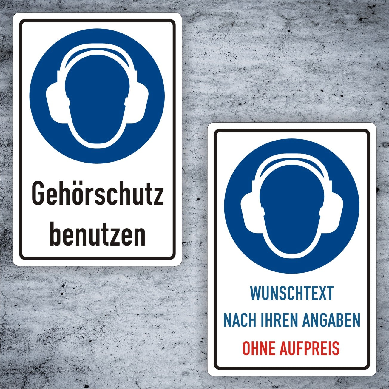 Gehörschutz benutzen Kombischild M003 individualisierbar