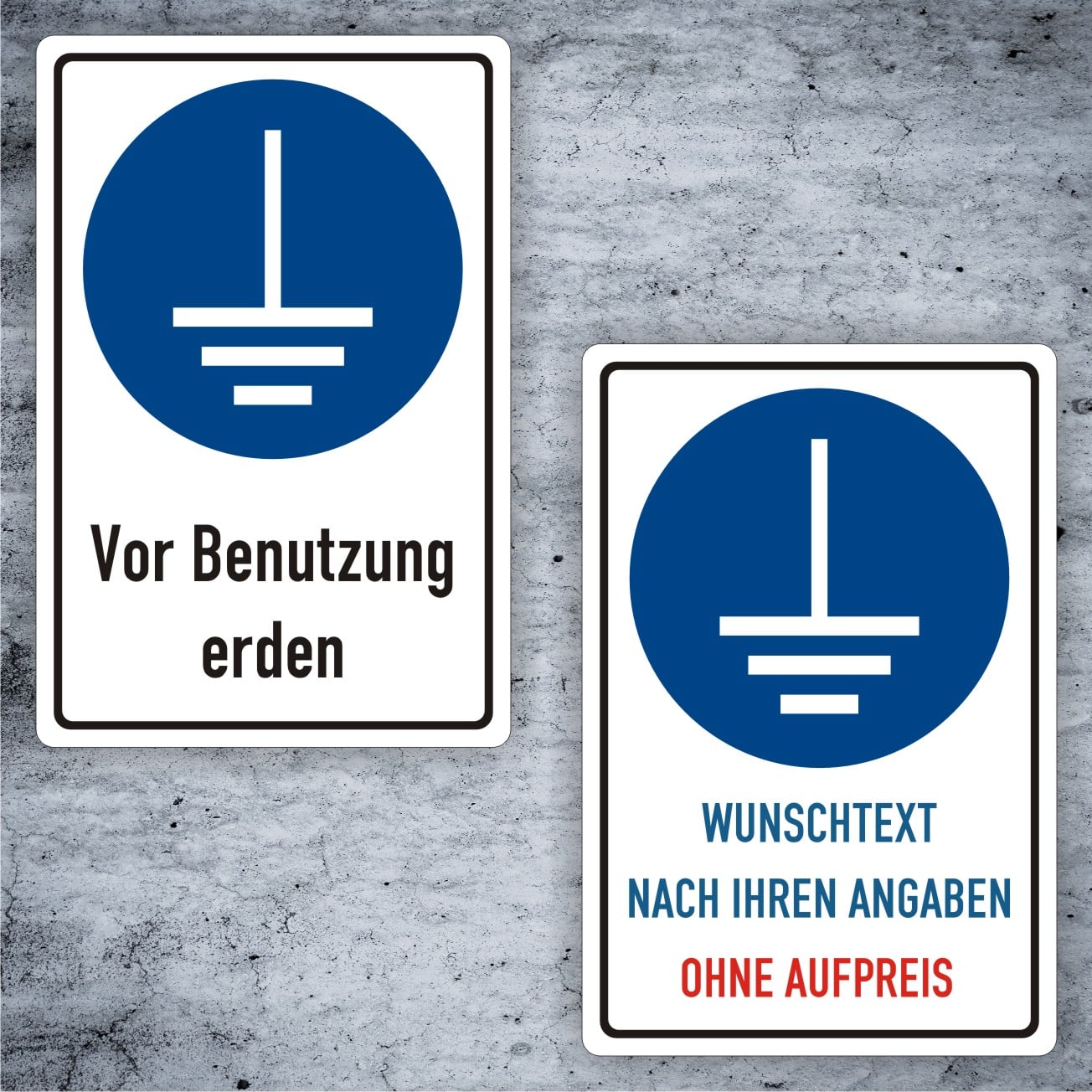 Vor Benutzung erden Kombischild M005 – individuell bedruckt