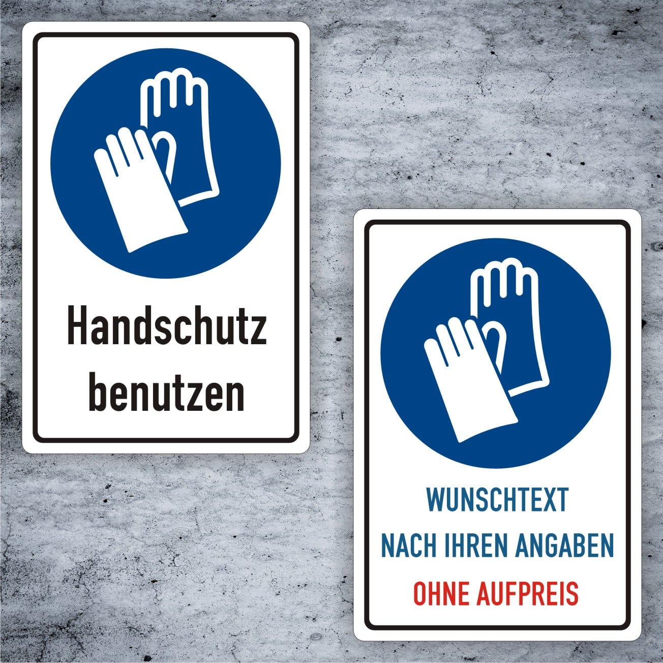 Handschutz benutzen Kombischild M009 – Alu & Aufkleber
