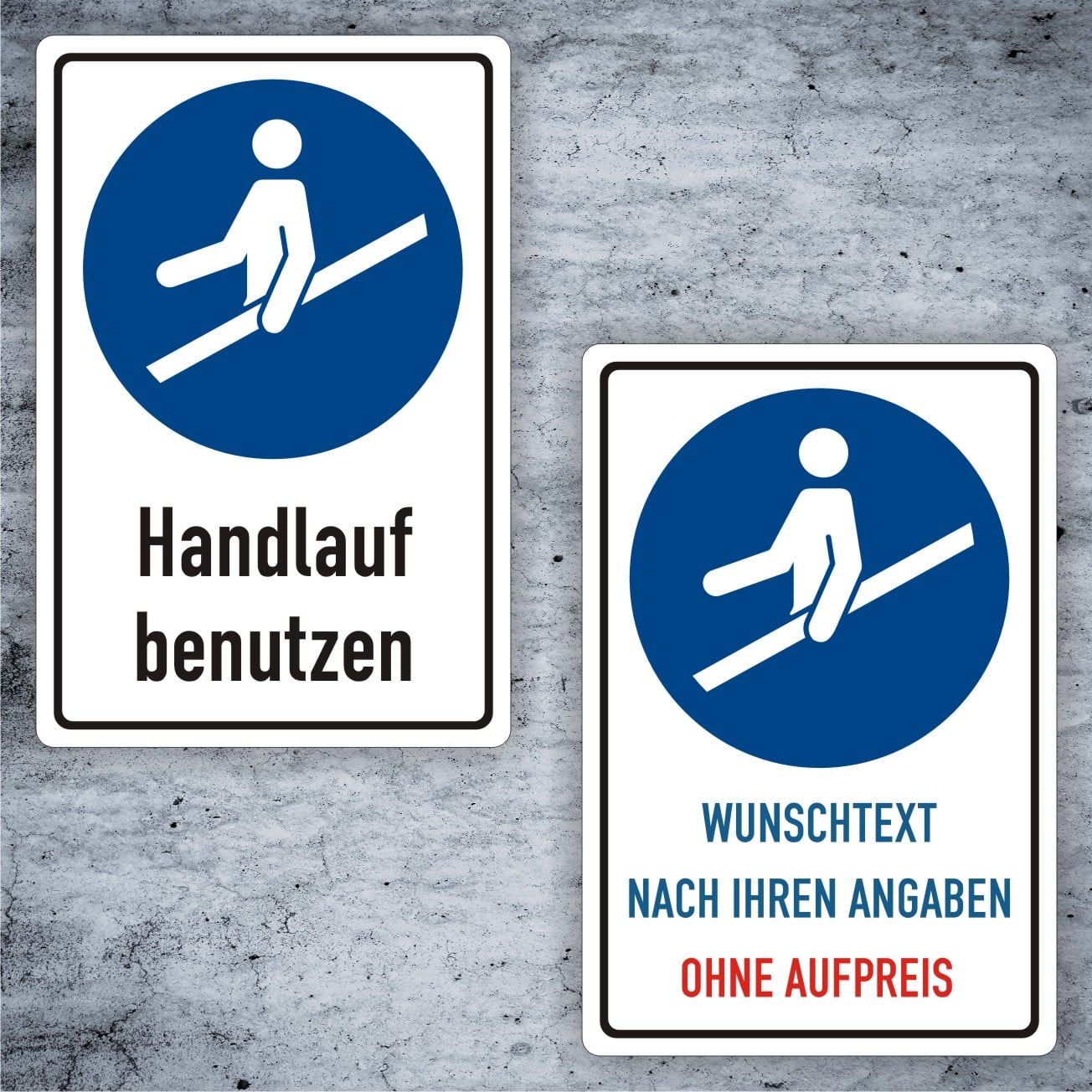 Handlauf benutzen Kombischild M012 individuell bedruckbar