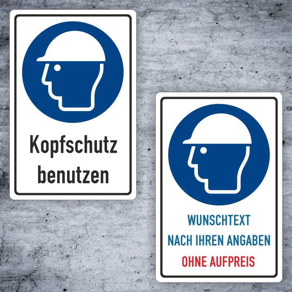 Kopfschutz benutzen Kombischild M014 individualisierbar