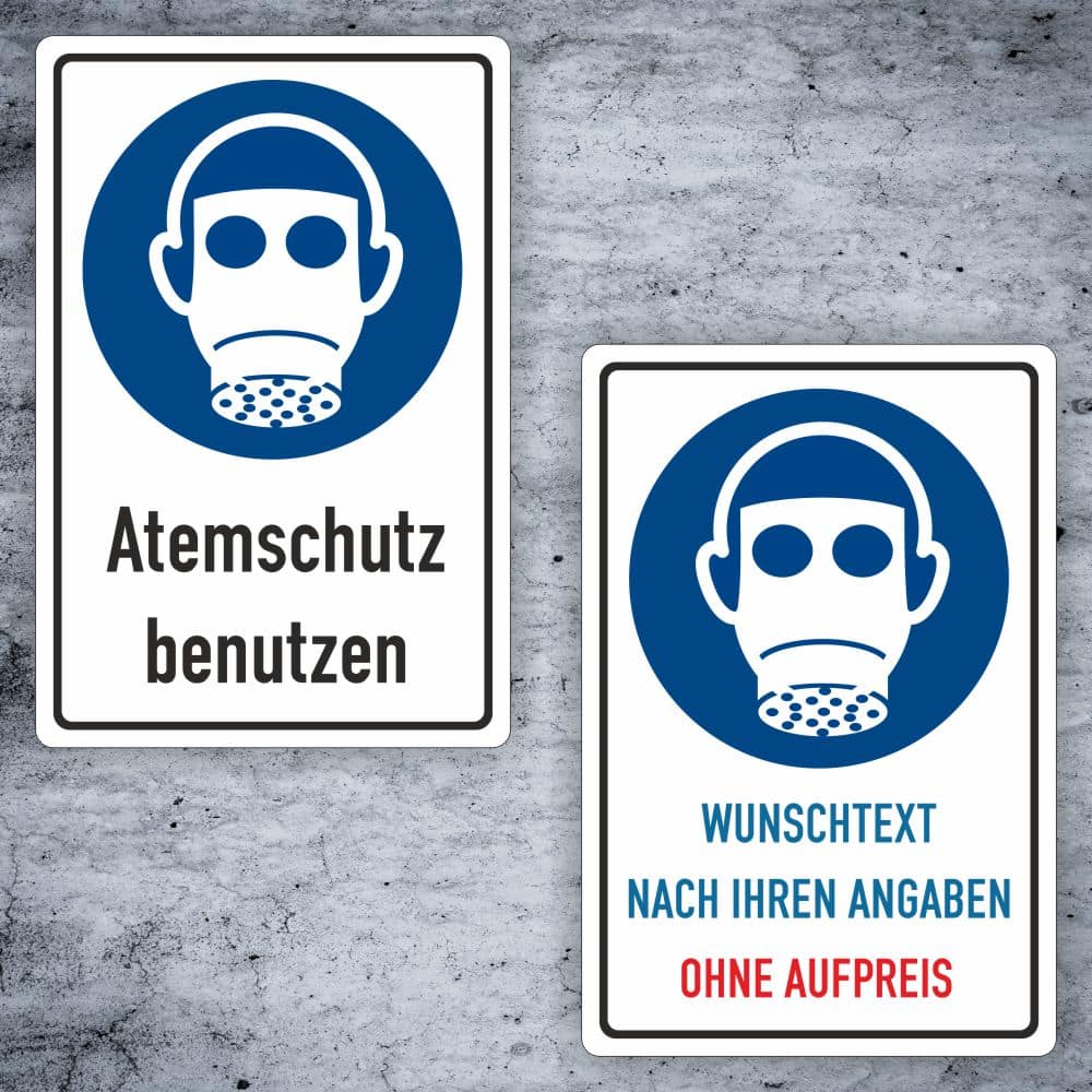 Atemschutz benutzen Kombischild M017 individualisierbar