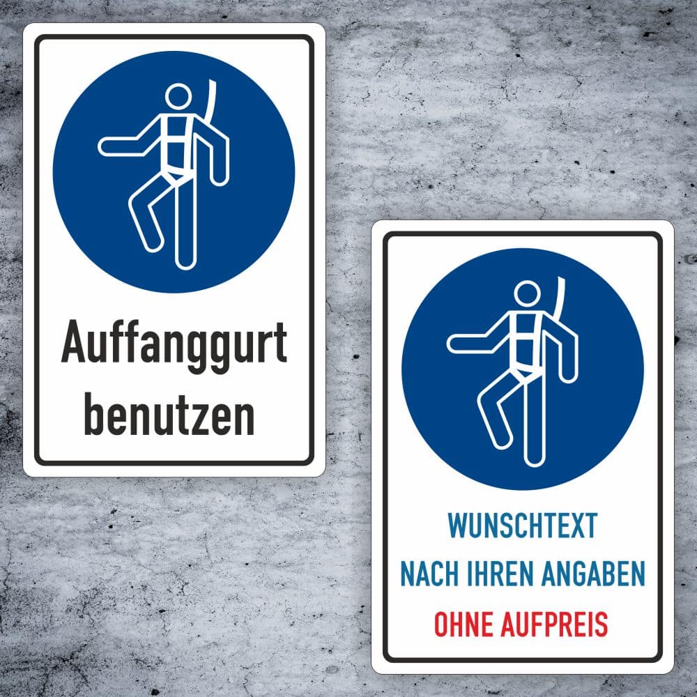 Auffanggurt benutzen Kombischild M018 – Alu & Aufkleber
