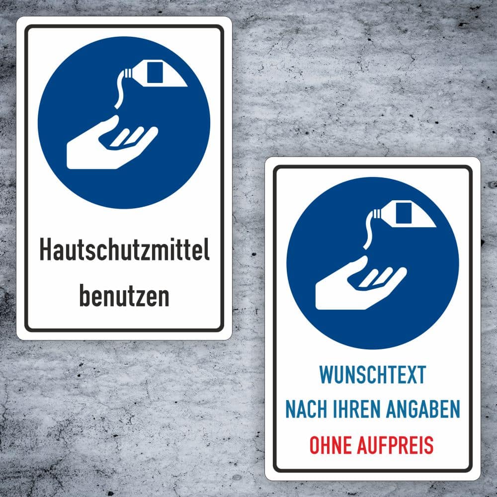 Hautschutzmittel benutzen Kombischild – Alu-Verbund oder Aufkleber M022