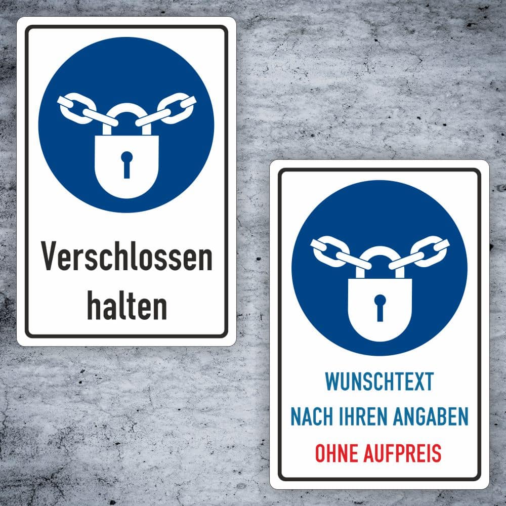Verschlossen halten Kombischild M028 – Alu-Verbund & Folie