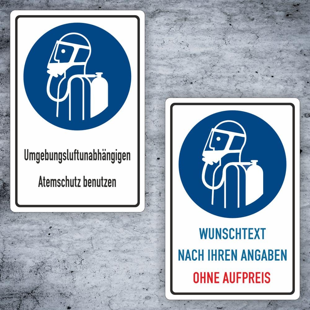 Atemschutz-Kombischild M047 mit Wunschtext und Logo