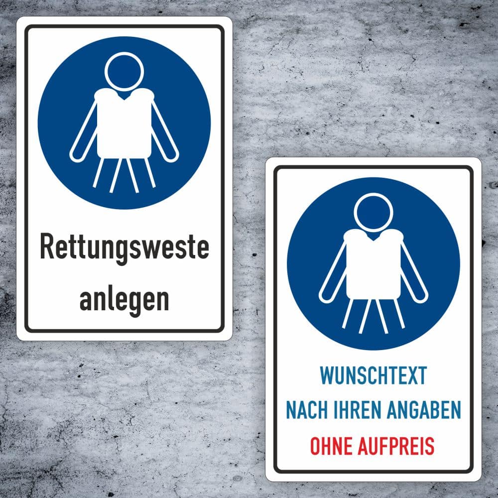 Rettungsweste benutzen Kombischild M053 – individualisierbar