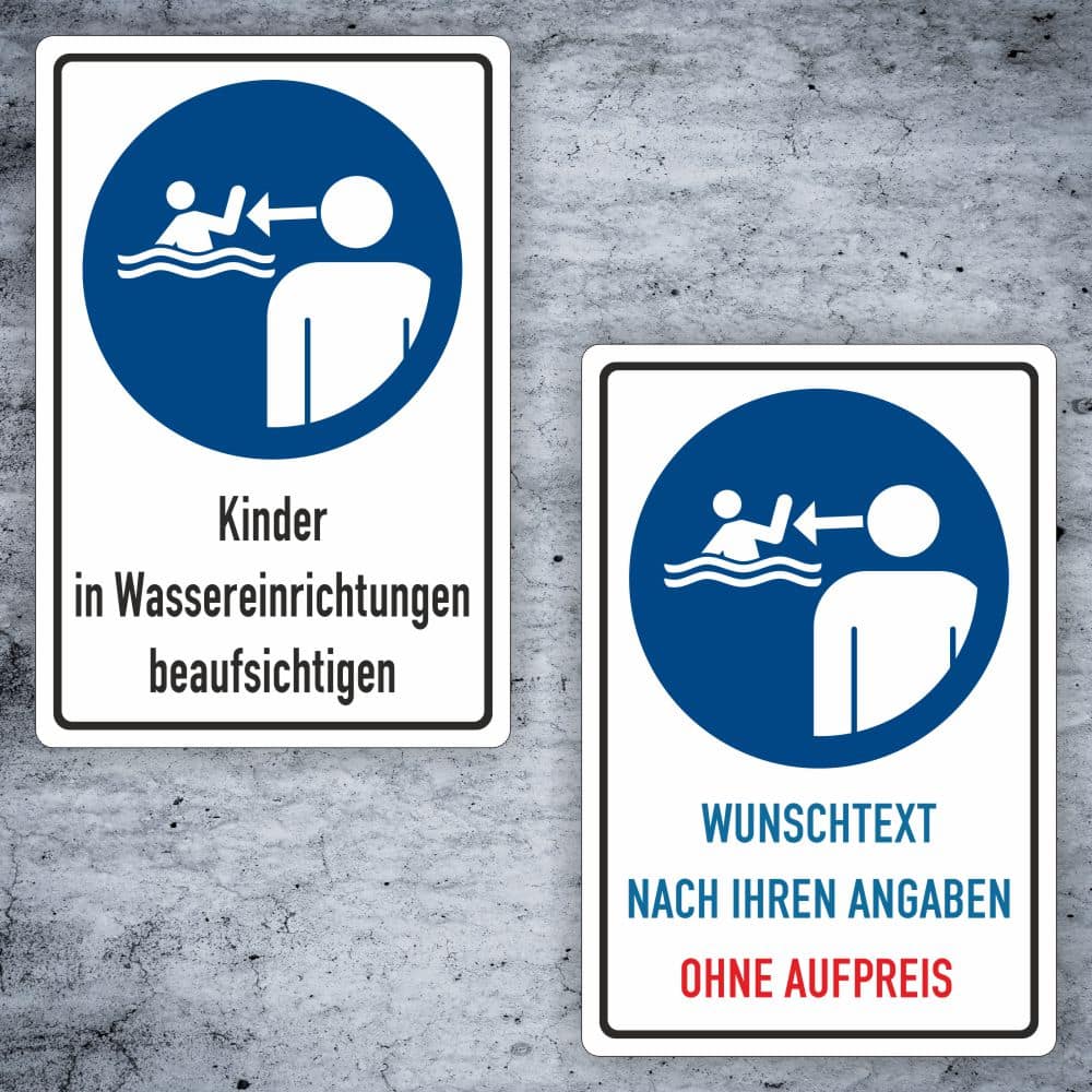 Beaufsichtigung Wassereinrichtungen Kombischild M054 – individualisierbar