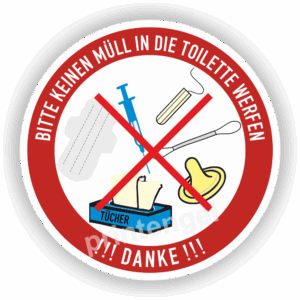 Bitte keinen Müll ind Toilette werfen WC-Klo-Aufkleber
