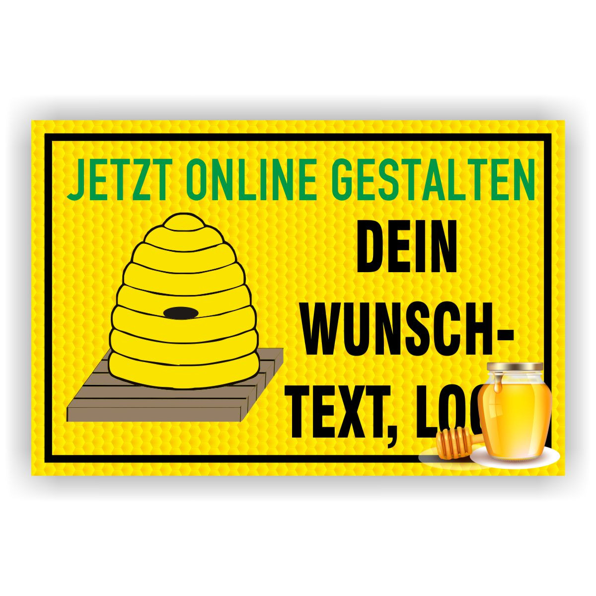 Imker Schild zum selber gestalten Bienenwabe- Hintergrund