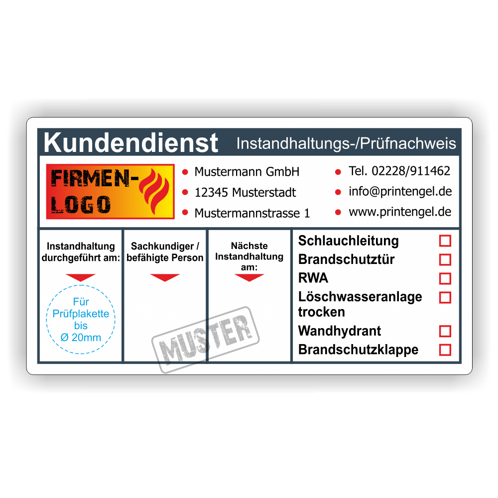 Instandhaltungsnachweis Prüfplaketten Brandschutz farbe Antrazith Instandhaltungsnachweis Brandschutzanlage