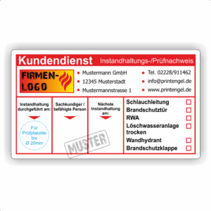 Instandhaltungsnachweis Prüfplaketten Brandschutz farbe rot