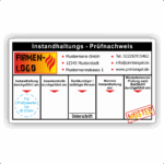 Instandhaltungsnachweis Feuerlöscher schwarz Firmenaufdruck