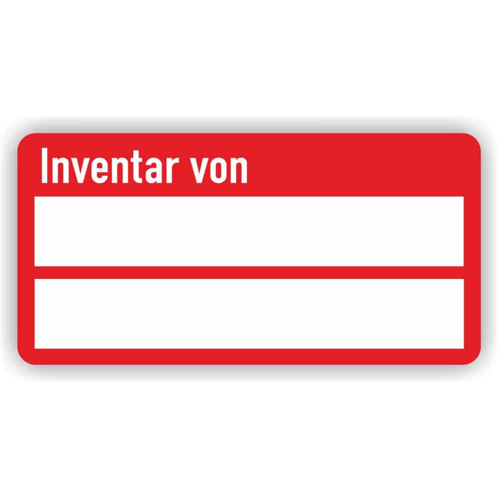Inventar von Etiketten farbe rot