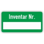 inventar aufkleber mit Beschriftungsfeld farbe grün