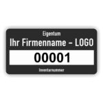 Eigentums Etiketten Individuell Nummeriert schwarz