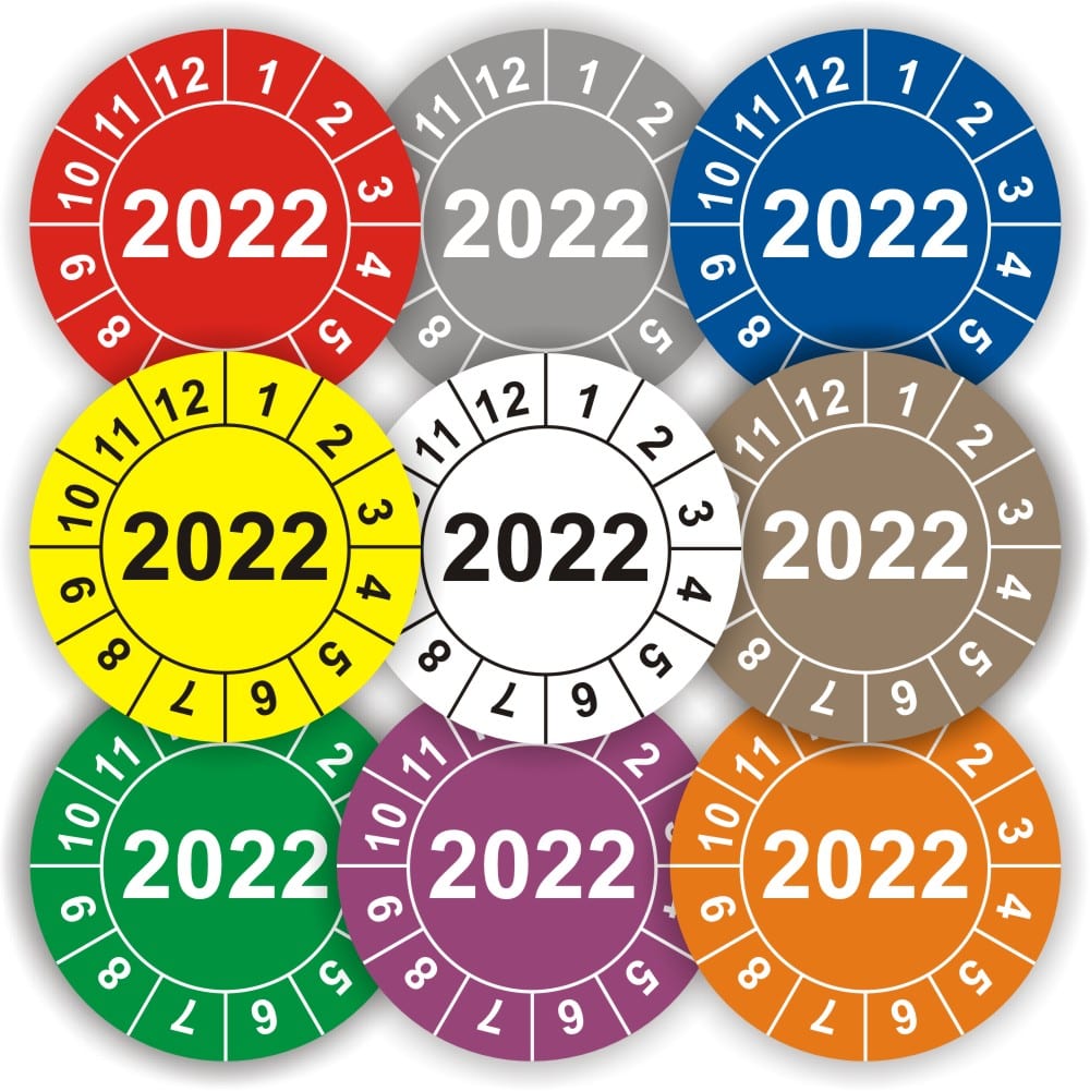 Jahresprüfplaketten 2022 – Selbstklebende Prüfplaketten mit Jahreszahl
