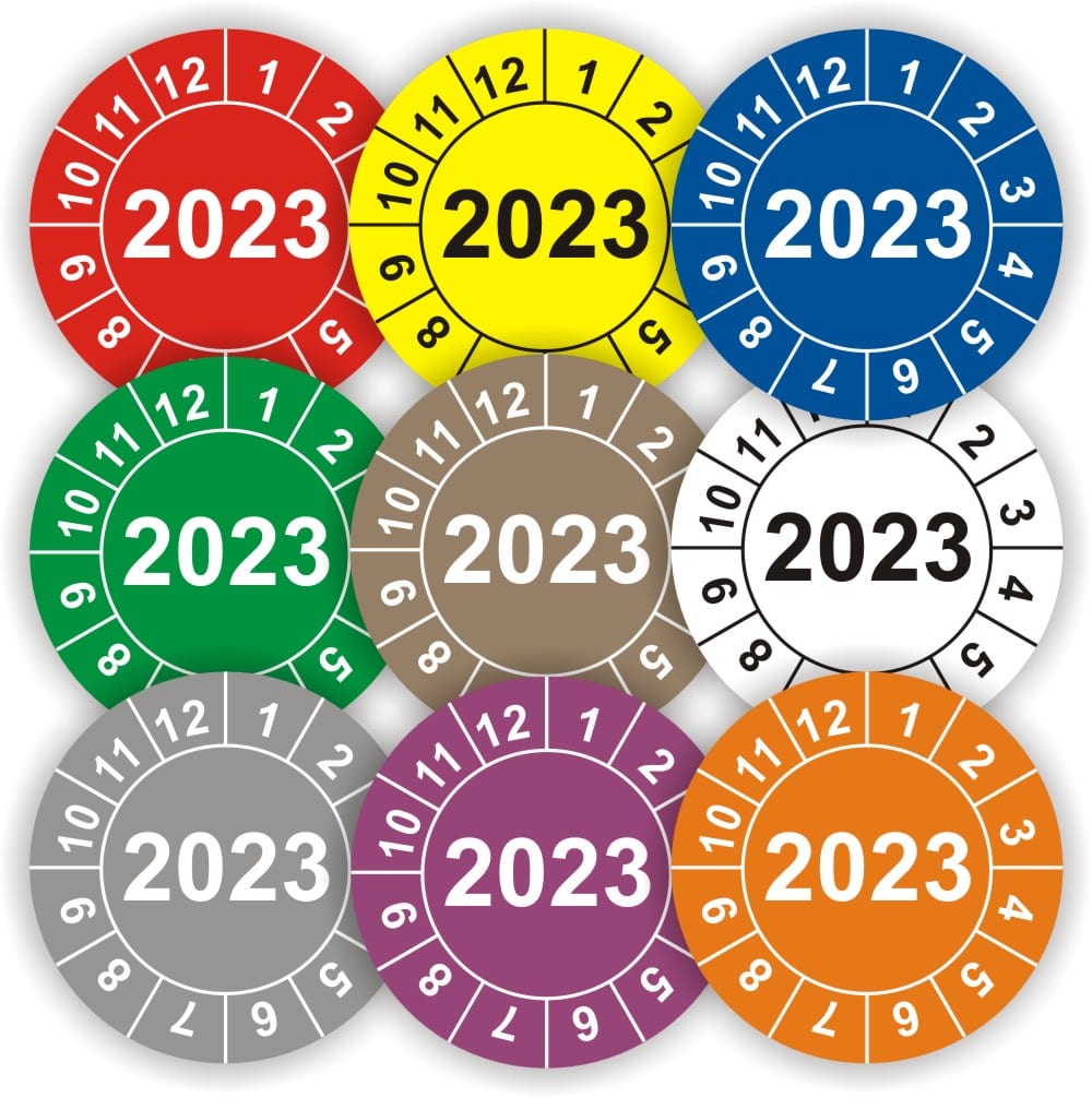 Jahresprüfplaketten 2023 mit vierstelliger Jahreszahl