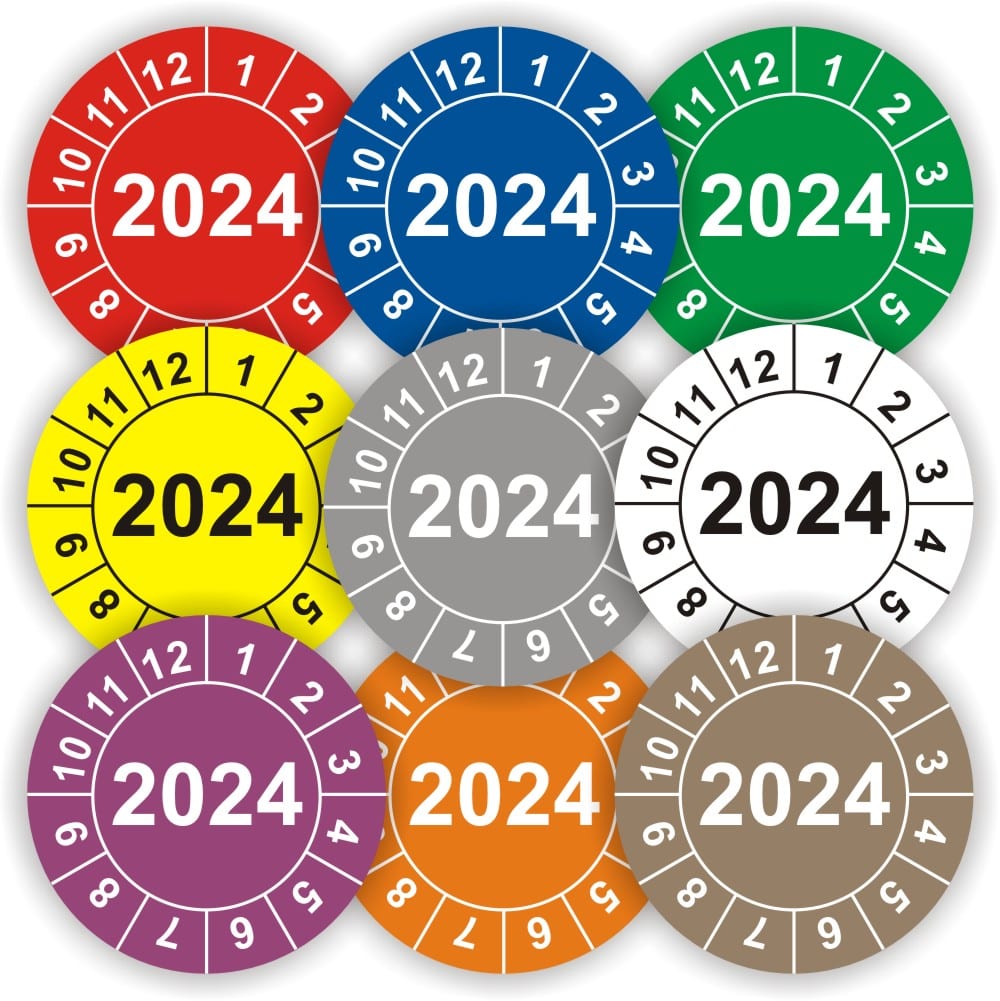 Jahres-Prüfplaketten 2024 – Selbstklebend & Wetterfest