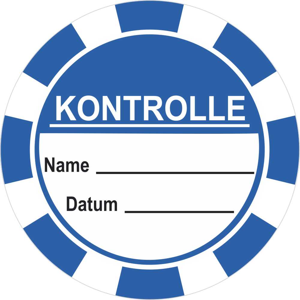 Prüfplaketten Kontrolle mit Datums- und Namenfeld in Blau
