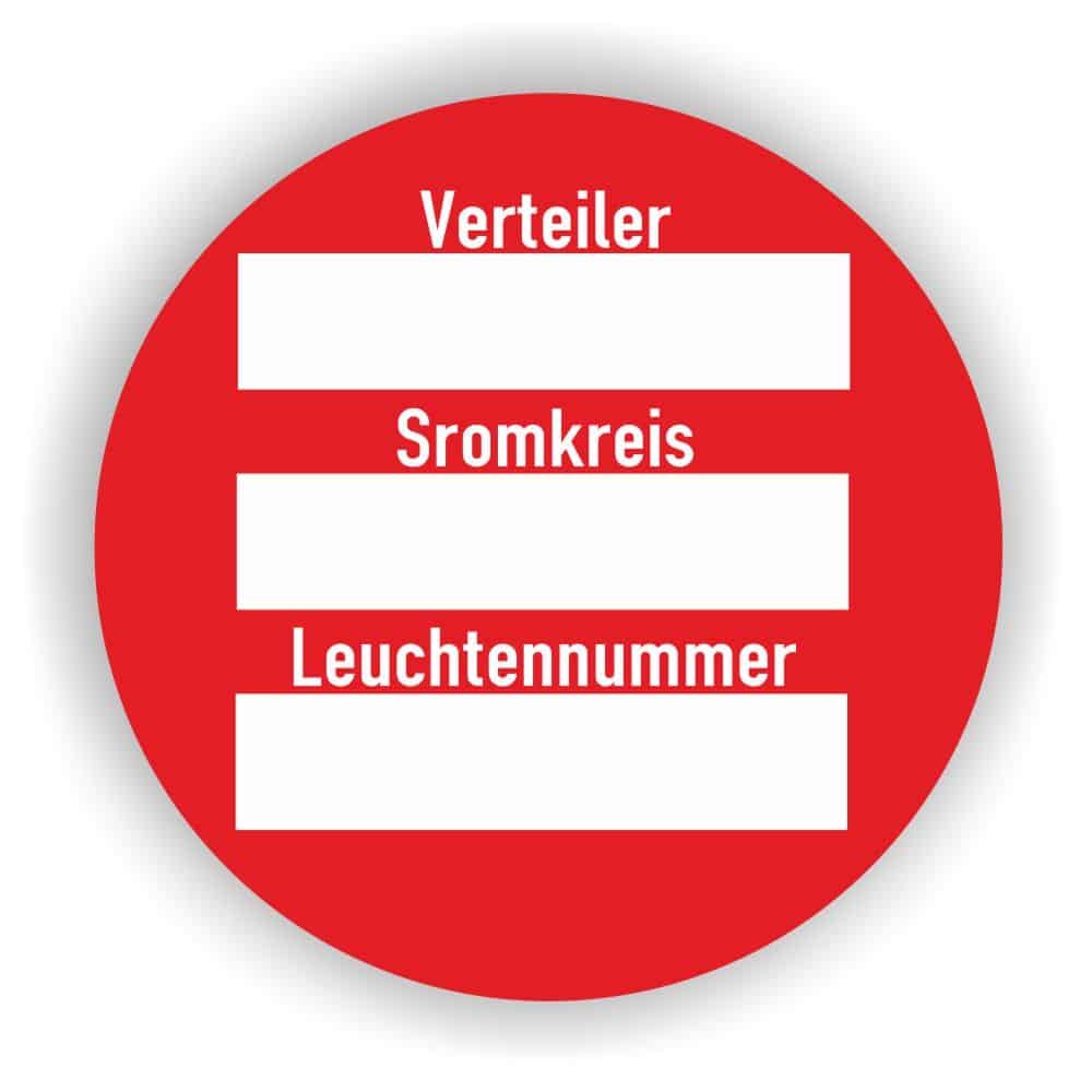 Stromkreis Leuchtennummer Verteilerkreis Stromkreiskennzeichnung Aufkleber mit Beschriftungsfeld