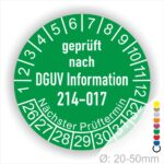Mehrjahresplakette DGUV Information 214-017 Prüfung für Sicherer Einsatz von Abroll- und Abgleitkippern Starjahr- 26, Farbe- Grün