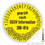Leitern und Tritte Prüfung Prüfplaketten DGUV Information 208-016 in Farbe Gelb, Statjahr 26