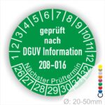 Leitern und Tritte Prüfung Prüfplaketten DGUV Information 208-016 in Farbe Grün, Statjahr 26
