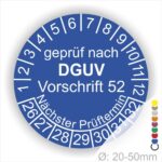 Prüfetiketten DGUV Vorschrift 52 Prüfung Krane in Blau