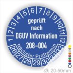 Prüfplakette,Prüfetilette DGUV Info 208-004 Farbe Blau, Statjahr 26