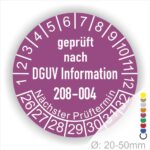 Prüfplakette Wartungsaufkleber DGUV Info 208-004 Farbe Lila, Statjahr 26