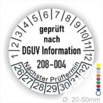 Prüfplakette DGUV Info 208-004 Farbe Weiss, Statjahr 26