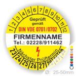 Prüfplakette VDE 0701-0702 Firmeaufdruck