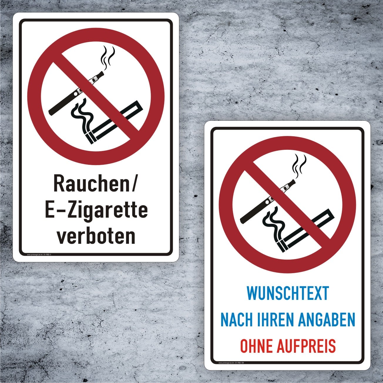 Rauchen und E-Zigaretten Verboten Schild mit Wunschtext