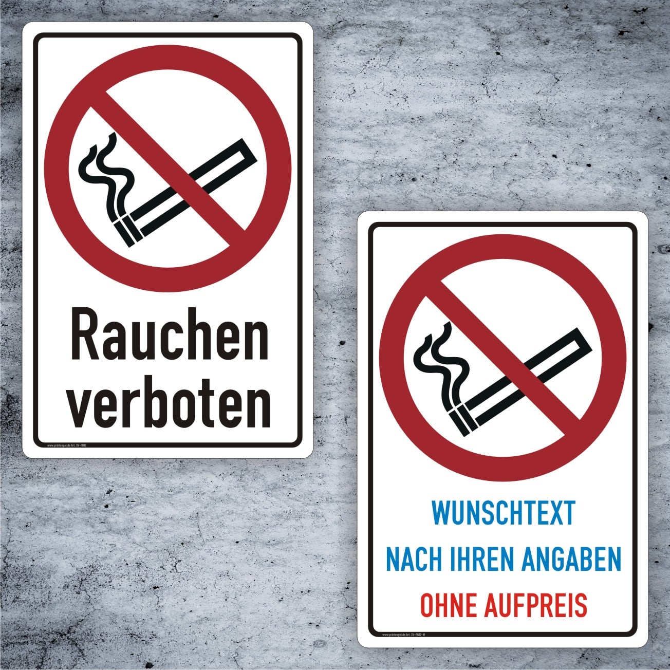 Rauchverbot P002 Kombischild mit individuellem Wunschtext
