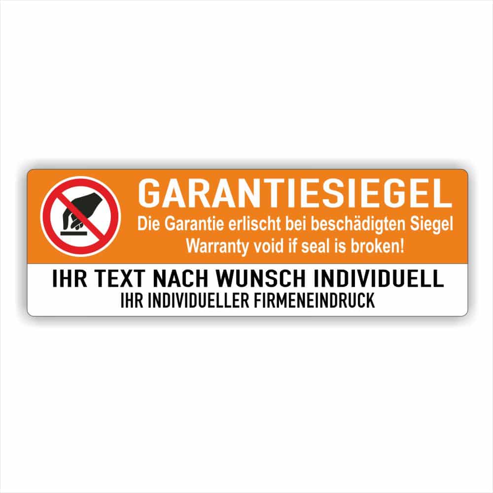 Siegel Sicherheitssiegel Wunschtext orange