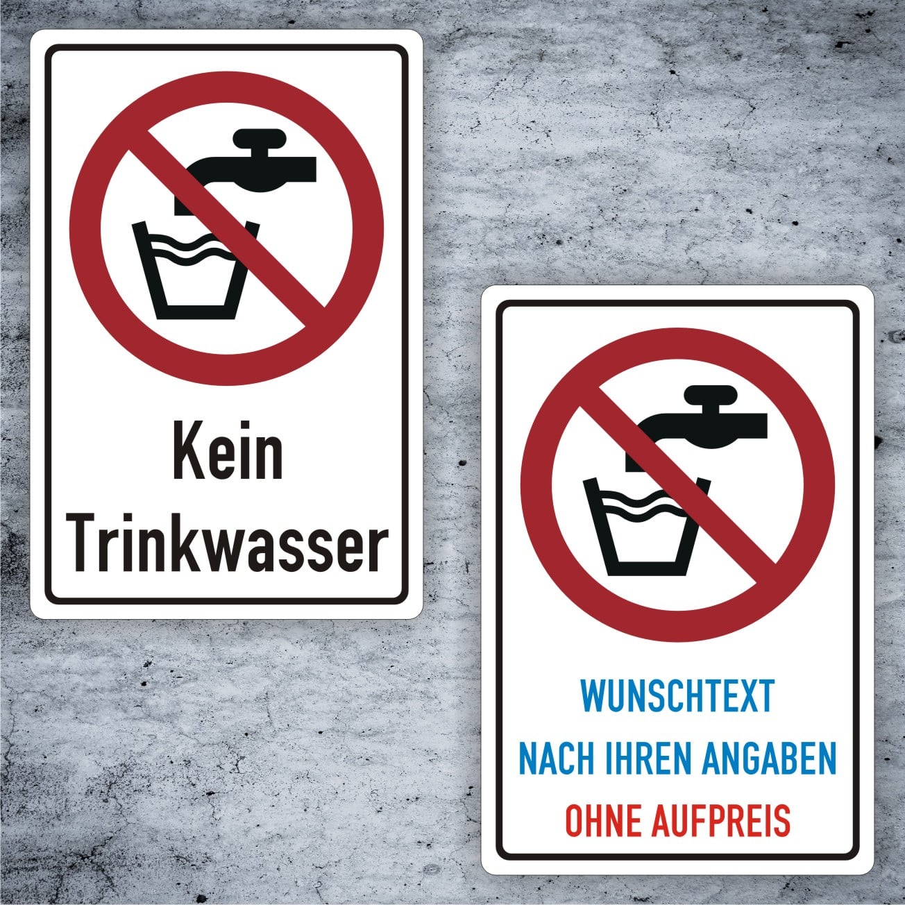 Kein Trinkwasser Kombischild P005 ISO 7010 nach Maß