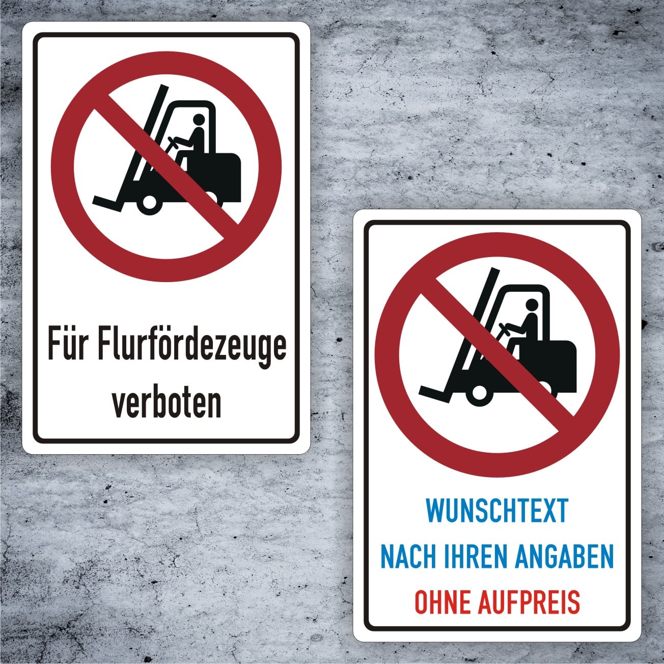 Flurförderzeuge verboten Kombischild ISO 7010 Alu & Folie
