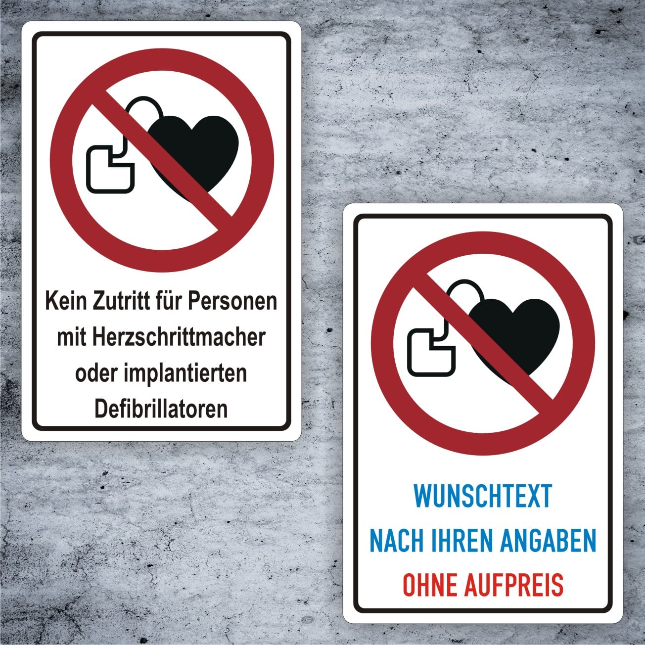 Kein Zutritt für Personen mit Herzschrittmacher oder implantierten Defibrillatoren Kombischild ISO 7010