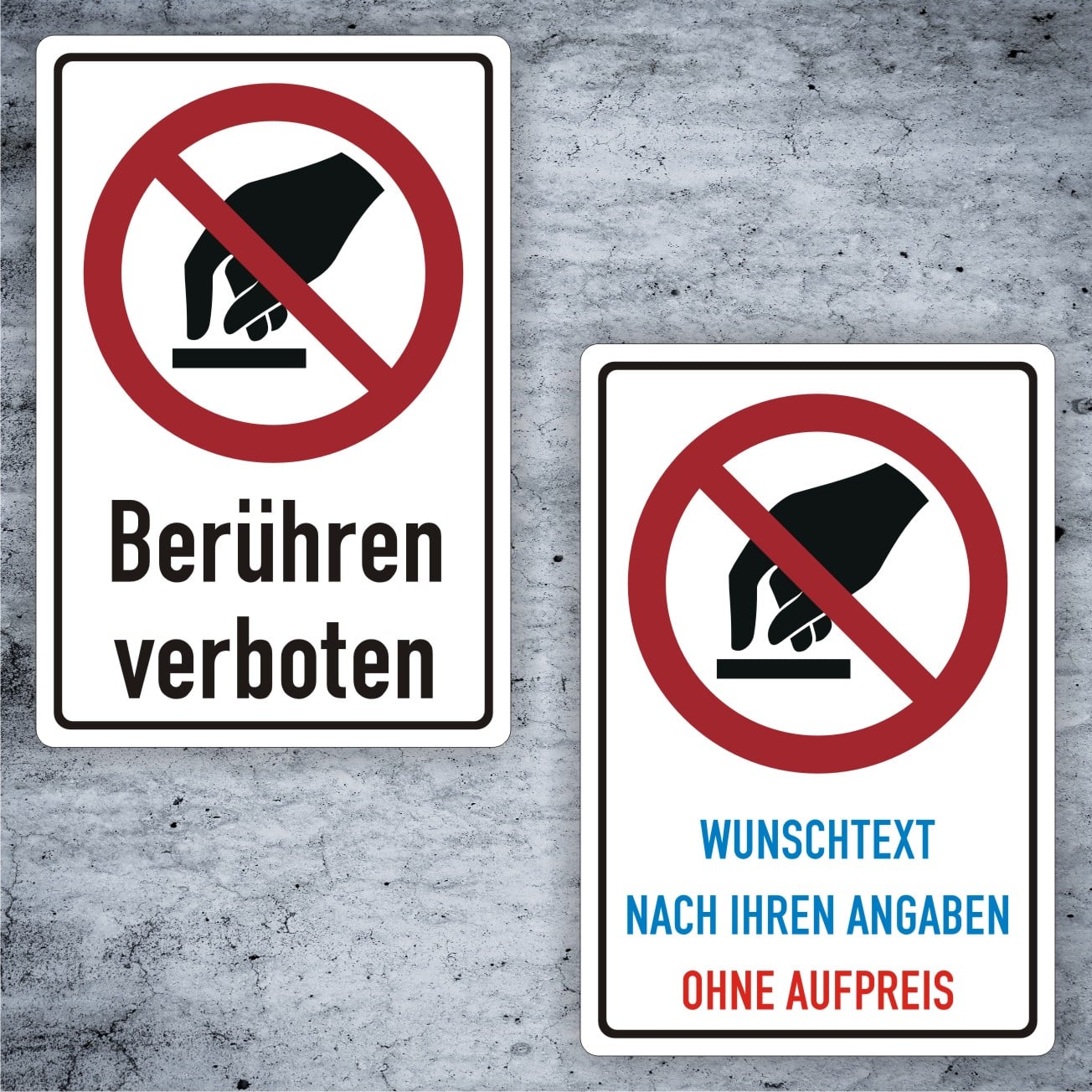 Berührungsverbot Kombischild P010 ISO 7010 – Alu & Folie