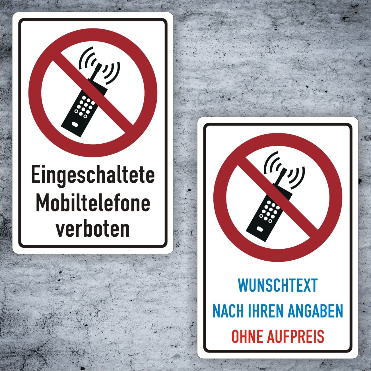 Handy Verbotschild ISO 7010 P013 mit Kombinationstext