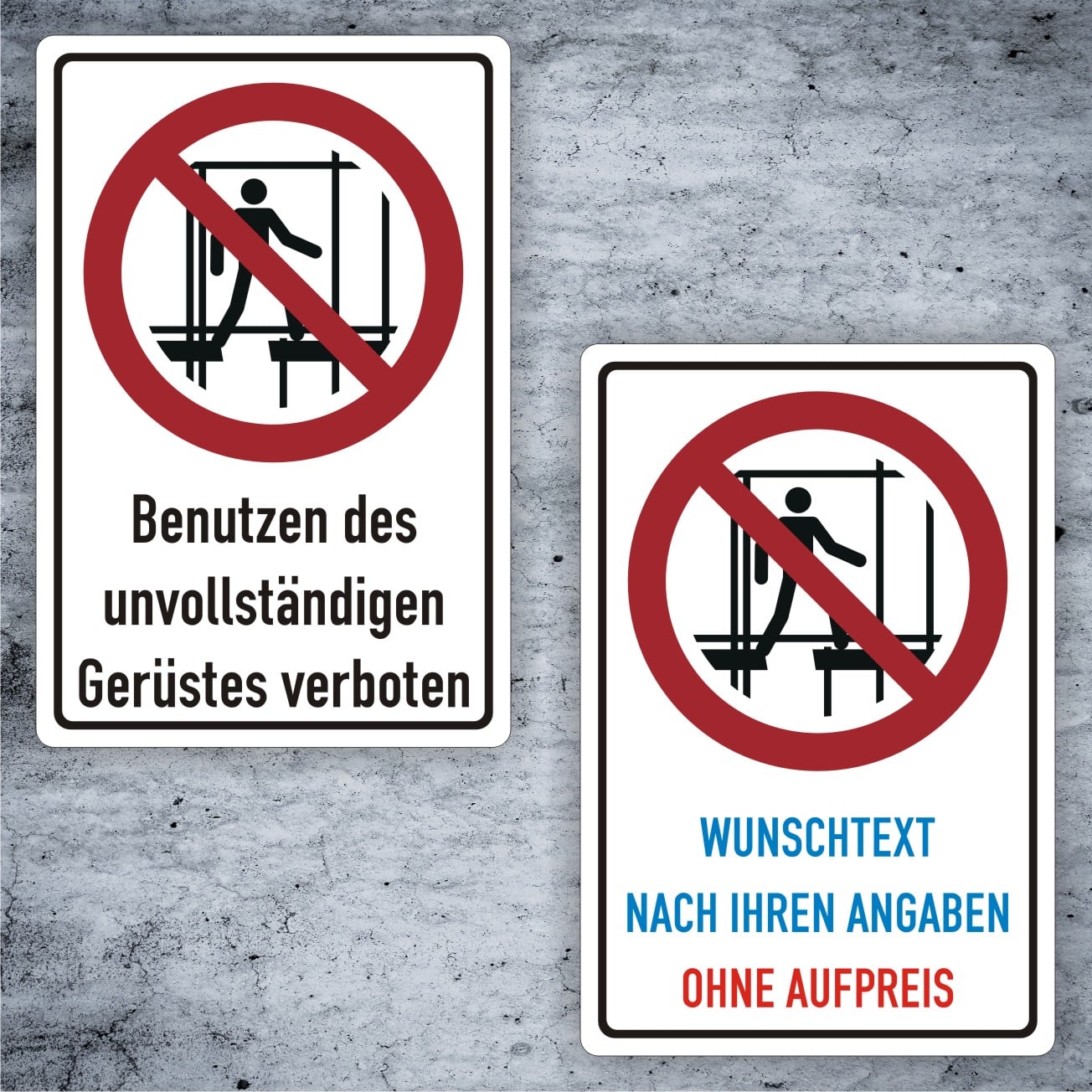 Gerüstbenutzungsverbot Kombischild ISO 7010 P025 individualisierbar
