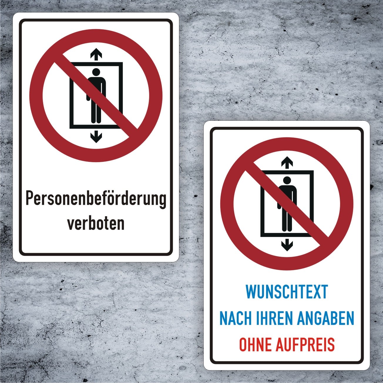 Personenbeförderung verboten Kombischild ISO 7010 P027 individualisierbar