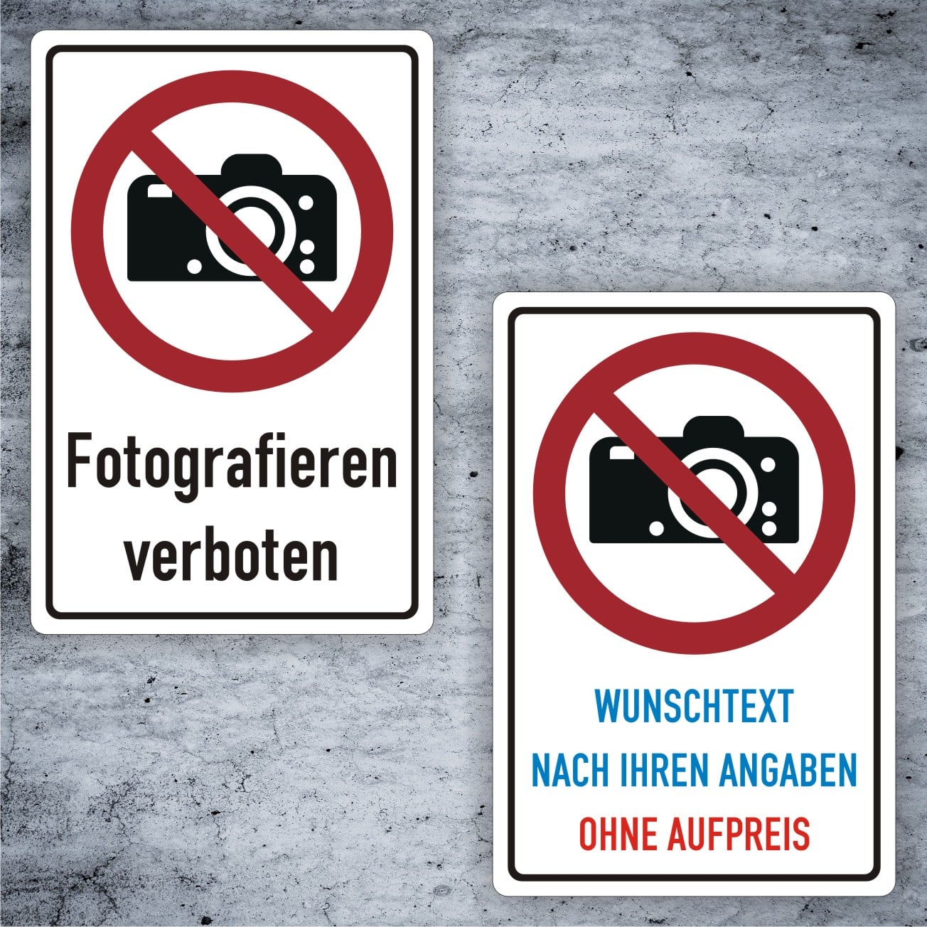 Fotografieren verboten Kombischild ISO 7010 P029 individualisierbar